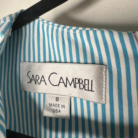Sara Campbell Blue Stripe Sheath Mini Dress Size 8 - Picture 5 of 7